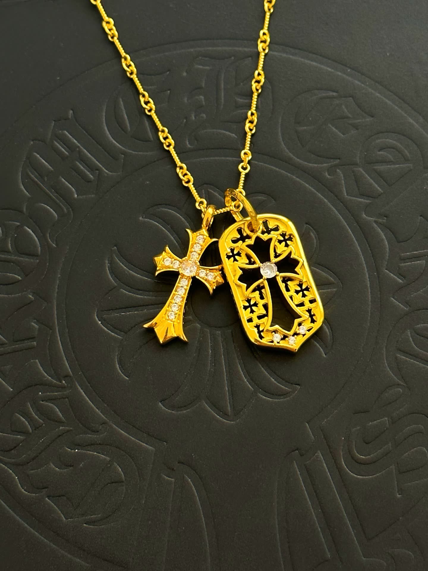 Chrome Hearts Gold Cross Pendant Necklace